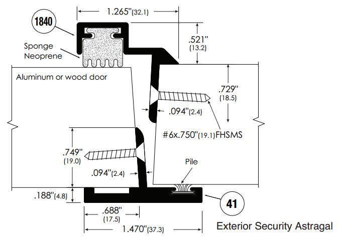 ZERO 1840 Interior Astragal - Neoprene