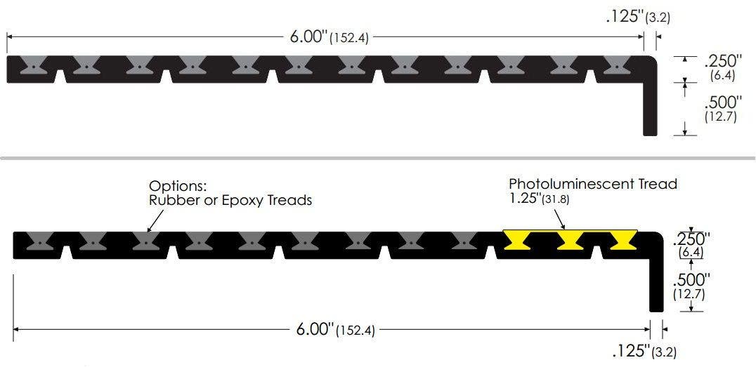 ZERO 2676 Traction Tread Adjustable Threshold, 6"