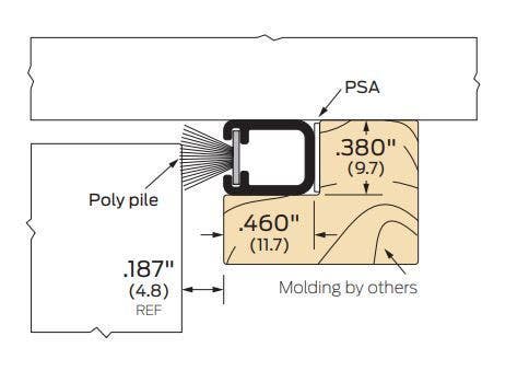 ZERO 5832 Head & Jamb Gasketing, Poly Brush/PSA