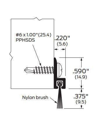 ZERO 8193 Door Sweep, .375" Long Brush
