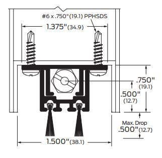 ZERO 3552 Aluminum/Mortised/Regular Duty/Brush, Automatic Door Bottom