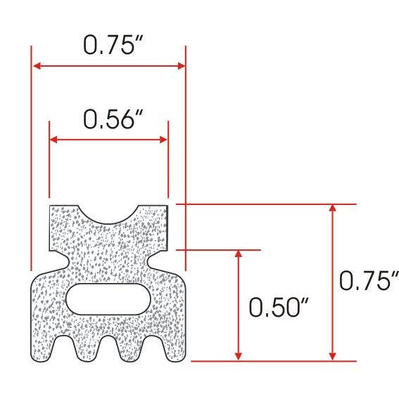 ZERO 365N Bulb Seal - Neoprene, .735" Wide