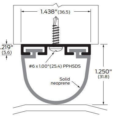 ZERO 452A Door Shoe, Aluminum Track /Neoprene