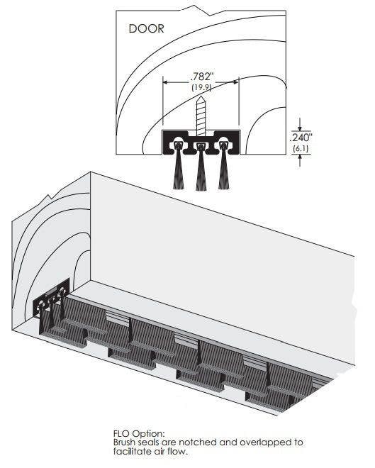 ZERO 3544 Door Shoe, Aluminum/Mortised/Brush