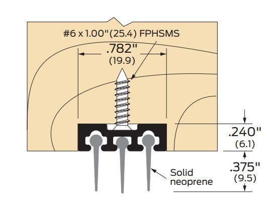 ZERO 3546 Door Shoe, Aluminum/Mortised/Neoprene