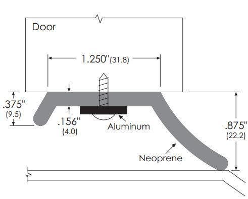 ZERO 8049R EPDM Rubber Seal For Overhead Door W/ Aluminum Mounting Strip
