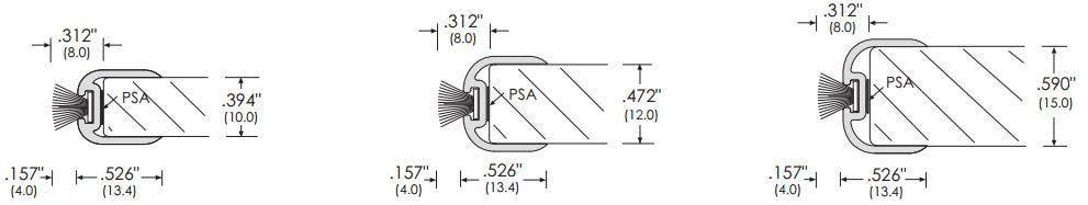 ZERO 8136 PSA Weatherstripping For Glass Door, Polycarbornate Seal/Brush