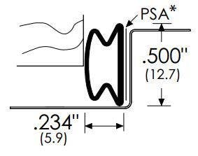 ZERO 8216S-BK Self-Adhesive Weatherstripping, Pressure Seal, Silicone, Black, PSA