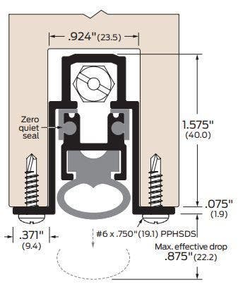 ZERO 364AA Mortised Automatic Door Bottom/Heavy Duty, Finish-Clear Anodized