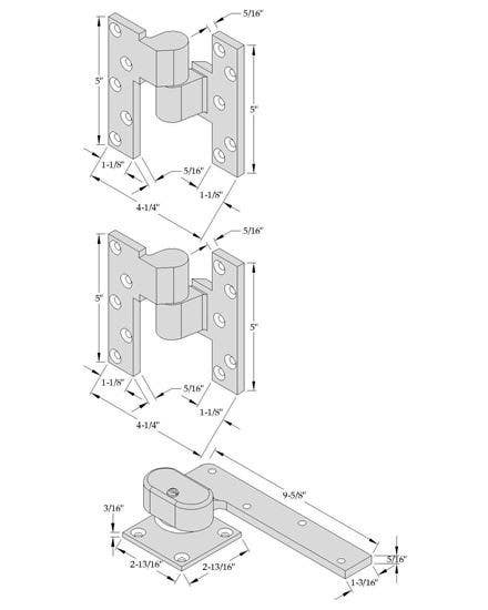 ABH Hardware 0547-3/4" Offset Pivot Set