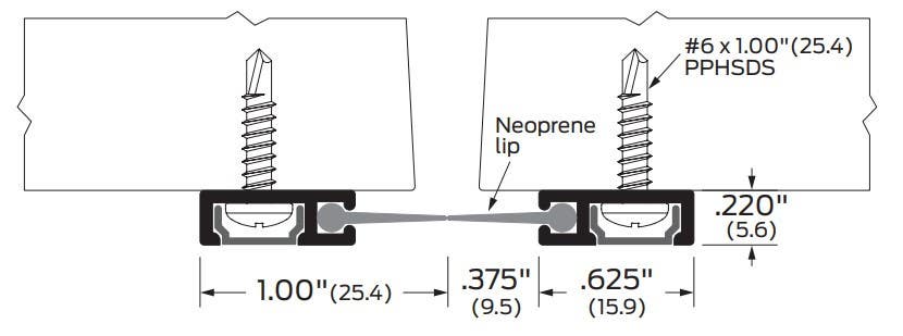 ZERO 8195 Surface Mounted Meeting Stile, Neoprene Lip