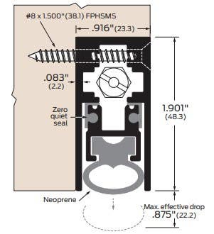 ZERO 366FS Automatic Door Bottom, Heavy Duty, Intumescent