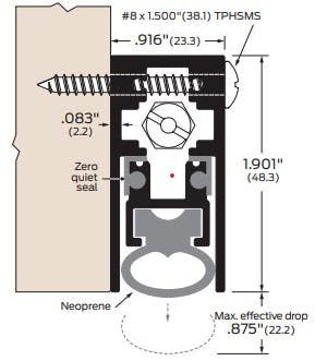 ZERO 365FS Automatic Door Bottom, Heavy Duty, Intumescent