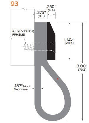 ZERO 93N Bulb Seal-Neoprene, 3" Wide
