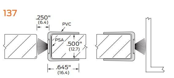 ZERO 137 PVC/Pile For 1/2" Glass Door