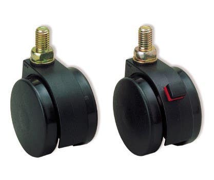 Sugatsune FP-45-N Twin Wheel Caster (Threaded Bolt Type), Polyamide Body