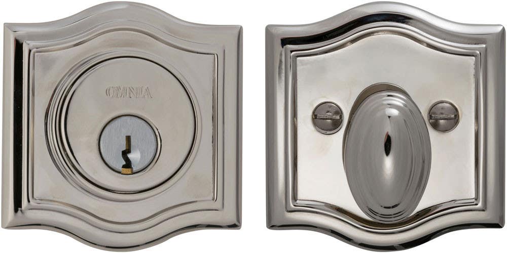Omnia ARCHDB Arched Auxiliary Deadbolt Kit - Solid Brass, Function-Key Outside x Turnpiece Inside