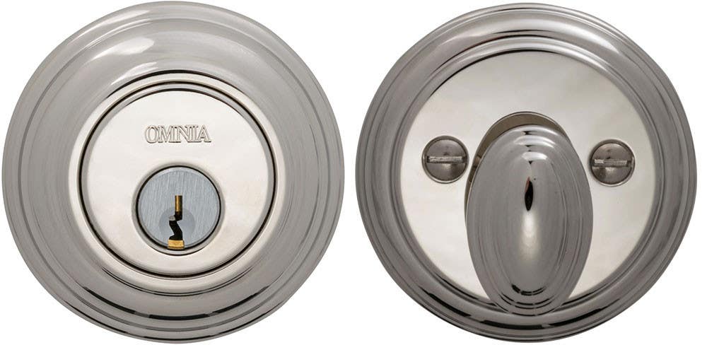 Omnia COLDBA Colonial Auxiliary Deadbolt Kit - Solid Brass, Function-Key Outside x Turnpiece Inside