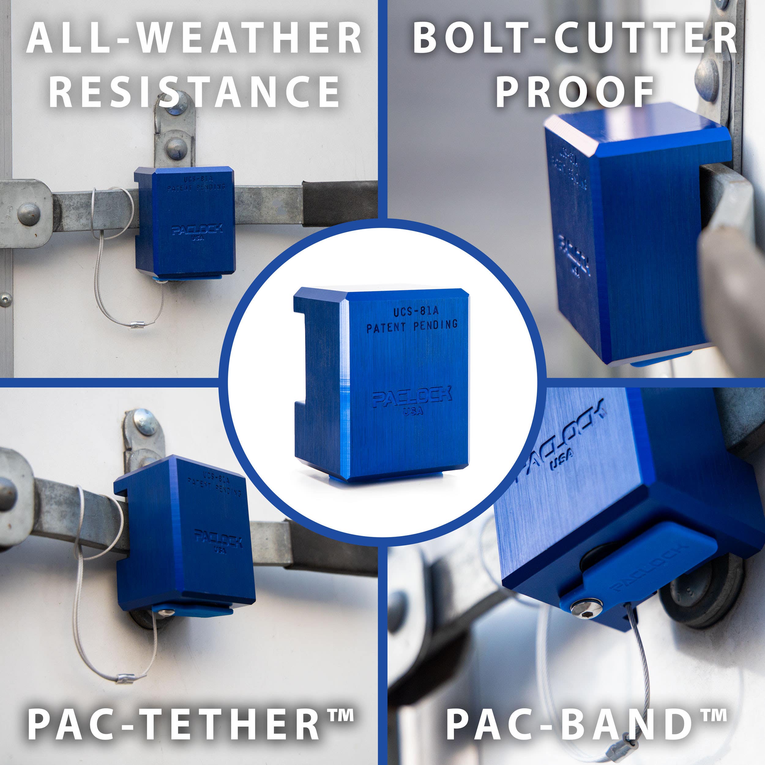 Paclock TL81A Hidden Shackle Aluminum Trailer Door Lock, Standard Rekeyable Series