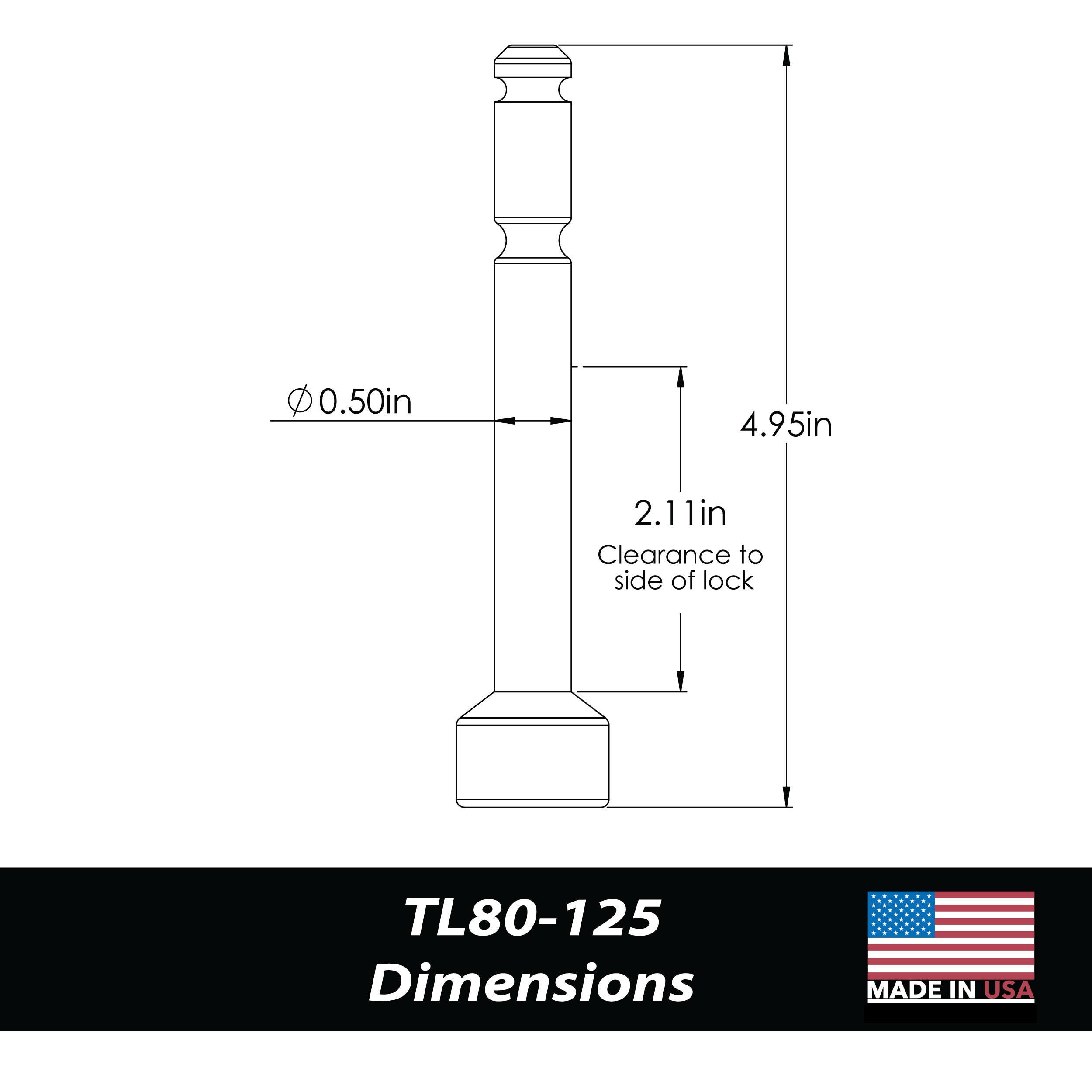 Paclock TL80-Pin Stainless Steel Locking Hitch Pin, Pin Only