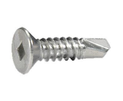 D&D 14N-100 Bag of 100 - 1" Self-Drilling Screws, Flat Head, Square Drive, Unfinished, Stainless Steel