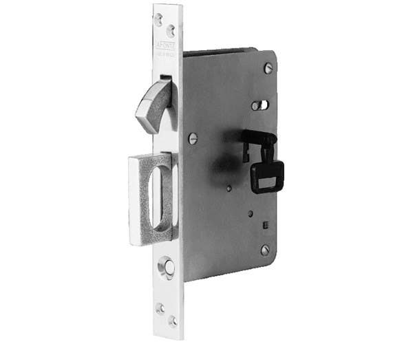Pemko 1422 La Fonte Pocket Door Lock w/ Split Key and Edge Pull, Satin Chrome Plated
