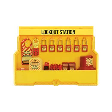 Master Lock S1850E410 Lockout Station with Electrical Lockout Assortment