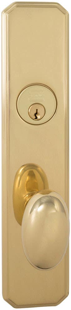 Omnia 11432 Exterior Traditional Mortise Entrance Knob Lockset with Plate - Solid Brass