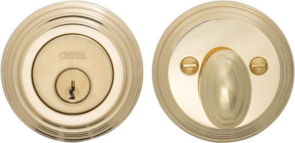 Omnia TRADDB Traditional Auxiliary Deadbolt Kit - Solid Brass,Function-Key Outside x Turnpiece Inside
