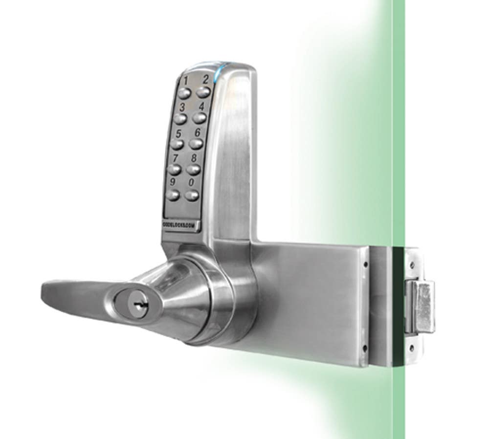 Codelocks CL4000GD Electronic Push Button Medium Duty Lock for Glass Door, For Door Thickness-5/16" - 5/8", Brushed Steel