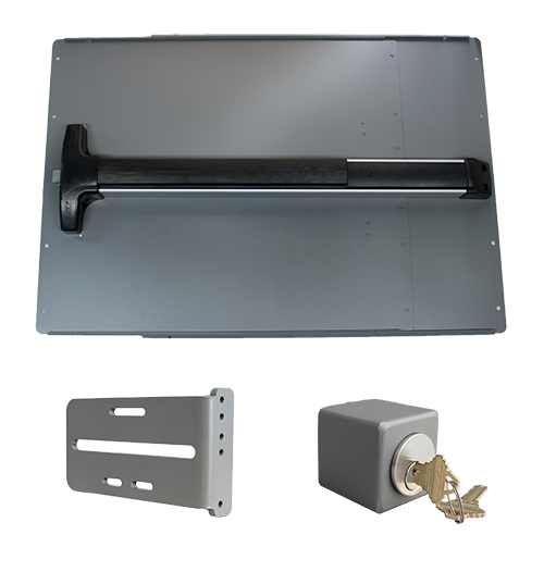 Lockey PS52 Standard Panic Shield Safety Kit w/ Detex V-40 Panic Bar, 24" Panic Shield, PSGB5 Key Box, Key Cylinder