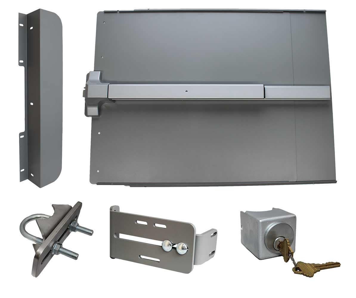 Lockey ED51 Edge Panic Shield Safety Kit w/ Panic Shield, Strike Bracket, Key Box, Key Cylinder, Latch Protector, Jamb Stop