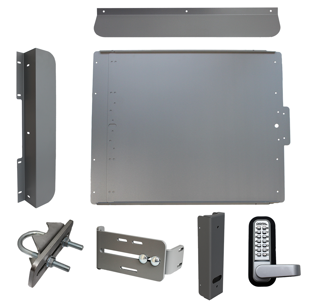 Lockey ED60 Edge Panic Shield Security Kit w/ Panic Shield, Strike Bracket, Gate Box, Keyless Panic Trim, Latch Protector
