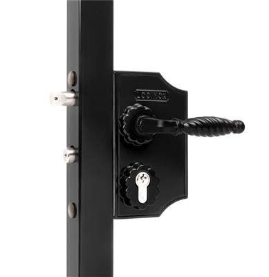 Locinox LAKQH2 Large Surface Mounted Ornamental Gate Lock, 3006FA - Zamac Handle Pair, VSZ - Keyed to Differ