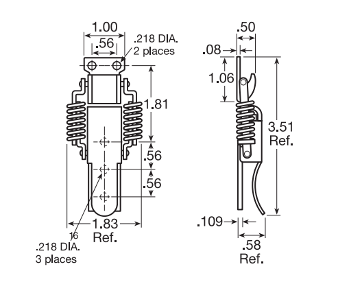 CCL 00134 804 Draw Pull Catch, Compression, Finish - Zinc Plated