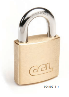 CCL 0904SC522 904 Padlock, Brass Body, Pin Tumbler R4, 1-1/4" Brass Shackle, With 9" Chain