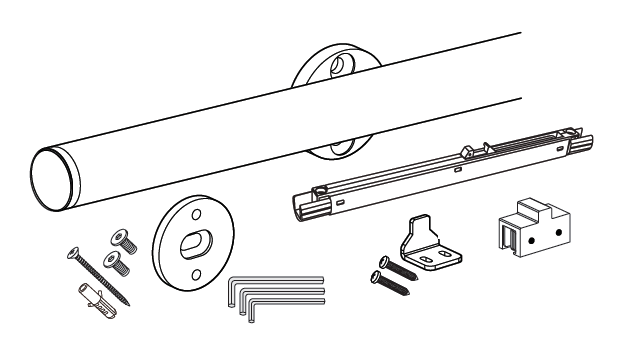 Cal-Royal SCRAIL Rail W/  Accessories, Built in (2) SCS80 Soft Closer, (2) Actuators for Wood and Glass Door