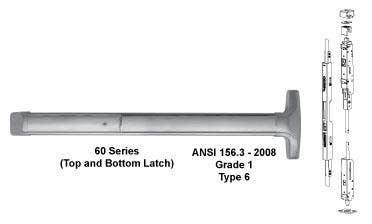 Detex ADVANTEX 60 Series Concealed Vertical Rod Exit Device ( Narrow Stile For Aluminum Door ) - Grade 1