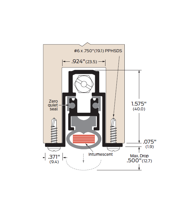 ZERO 364FS Mortised Automatic Door Bottom, Heavy Duty/Intumescent,Finish-Clear Anodized