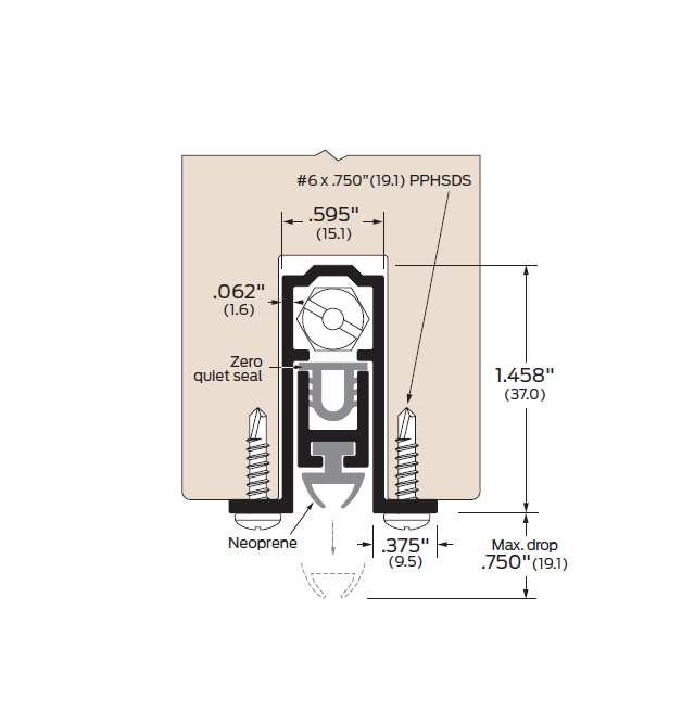 ZERO 320AA Mortised Automatic Door Bottom, Light Duty, Finish-Clear Anodized
