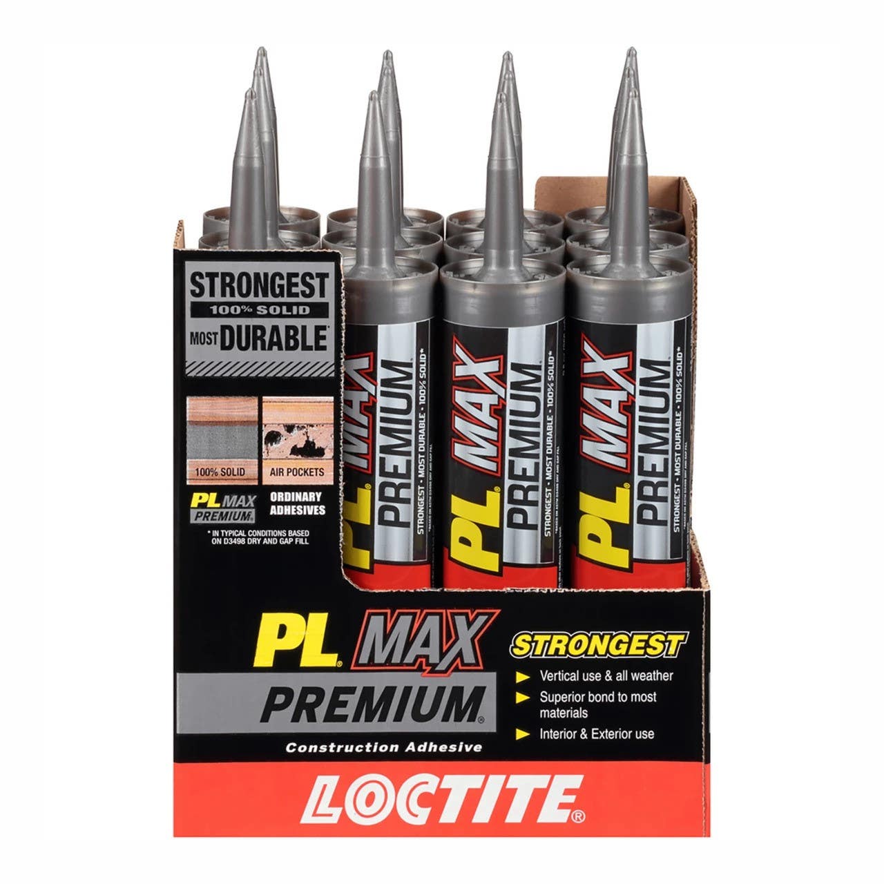 Loctite 2292244 PL Premium Max Polymer-Based Construction Adhesive, 9 oz, Finish-Gray