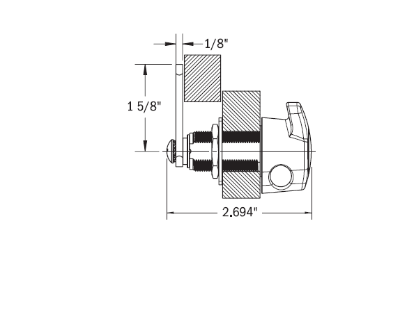 CompX C8010 National, Padlockable Cam Lock, 1-7/16" Cylinder, 90 Degree CW Or CCW Rotation, Bright Nickel