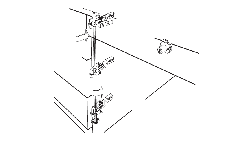 CompX D8950 National, Center Drawer Locking  For Installing In Wood Desks With Center Drawer & Upto Six Side Drawers