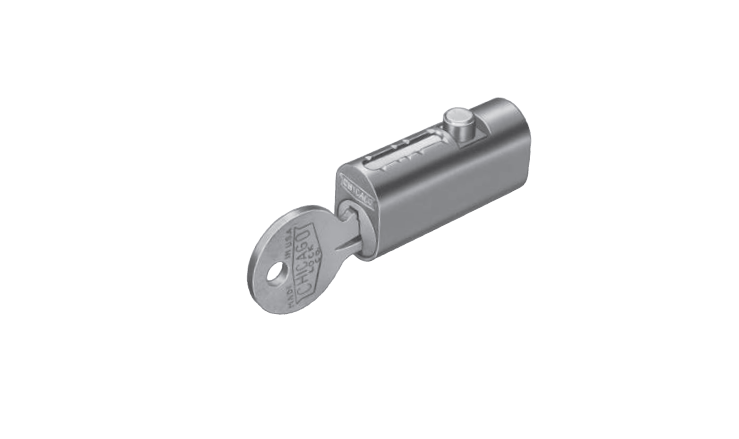 CompX CEXP-19DC Chicago, File Cabinet Lock, 4 Pin With Round Bolt, Dull Chrome, Overall Length - 1-33/64"