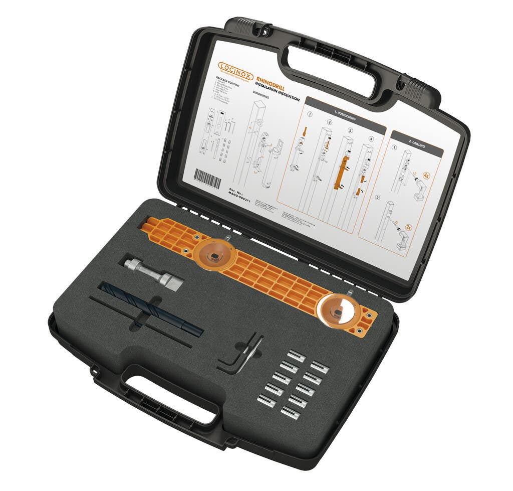Locinox RHINODRILL Assembly & Drill Jig for Rhino Gate Closer