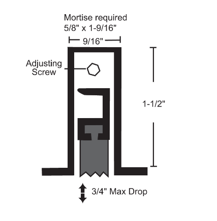 NGP 335S Mortise Automatic Door Bottom w/ Silicone Seal