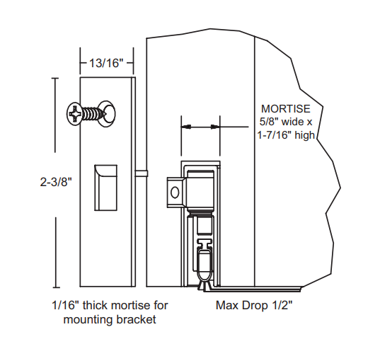 NGP 781S Mortise Silicone Slimline Automatic Door Bottom