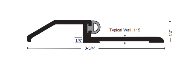 NGP 8135 Bumper Seal Threshold, 1/2" x 3-3/4"
