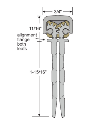 NGP HD2700 Concealed Continuous Geared Hinge No Door Inset, Flush Mount for 2" to 2-1/4" Doors