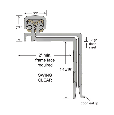 NGP HD4100 Concealed Swing-Clear Continuous Geared Hinge 1/16" Door Inset for 1-3/4" Doors